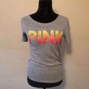 VS Pink Cotton Polyester T Shirt S